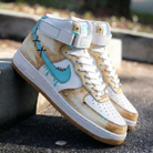 Turquoise Tan Stitched Custom Air Force 1-shecustomize