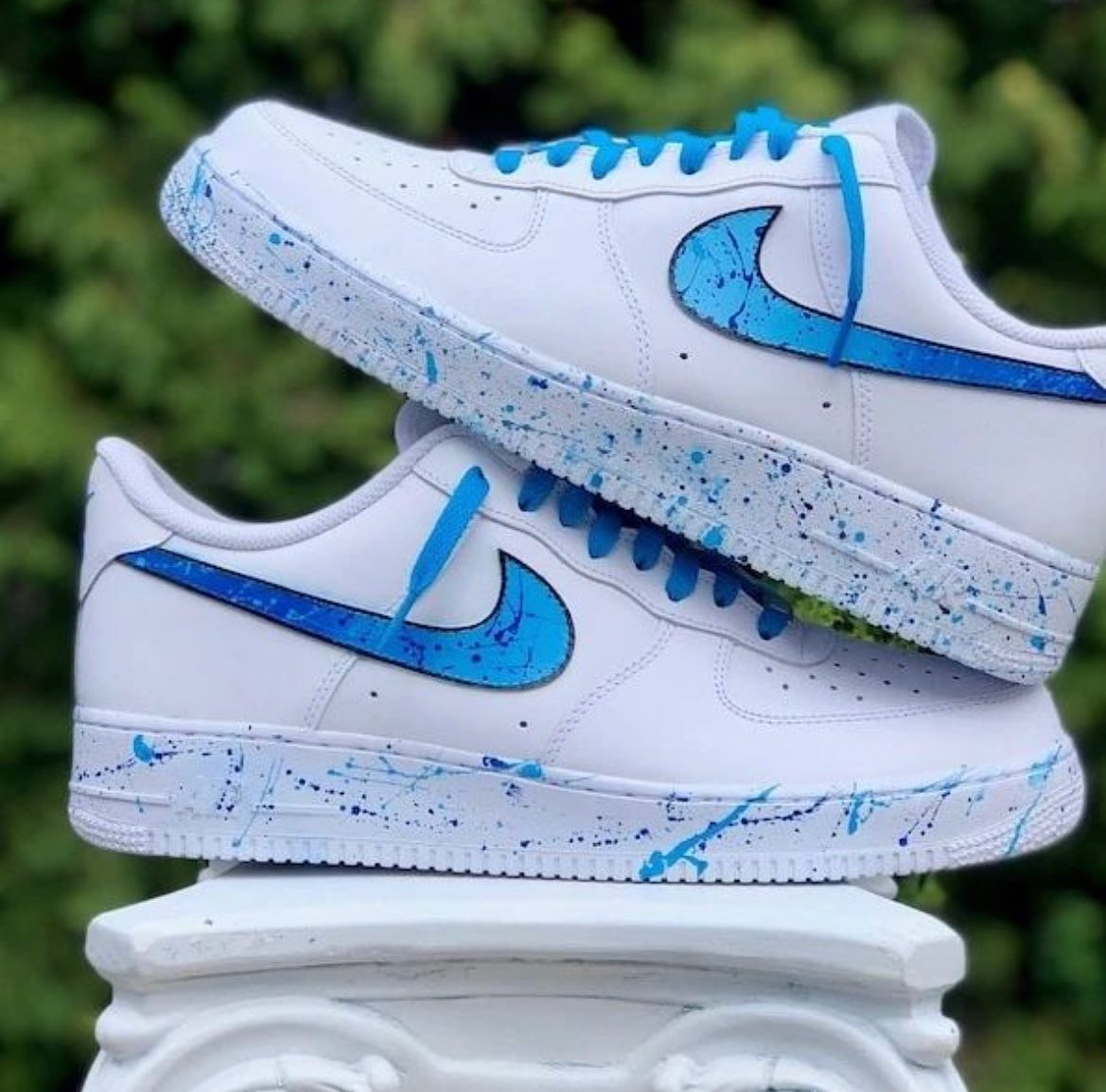 Vibrant Blue Paint Splatter Custom Air Force 1-shecustomize