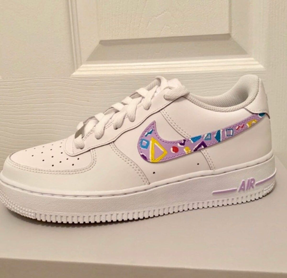 Vibrant Purple Geometric Pattern Custom Air Force 1-shecustomize