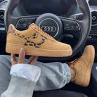 Wheat Brown Cow Print Suede Custom Air Force 1-shecustomize