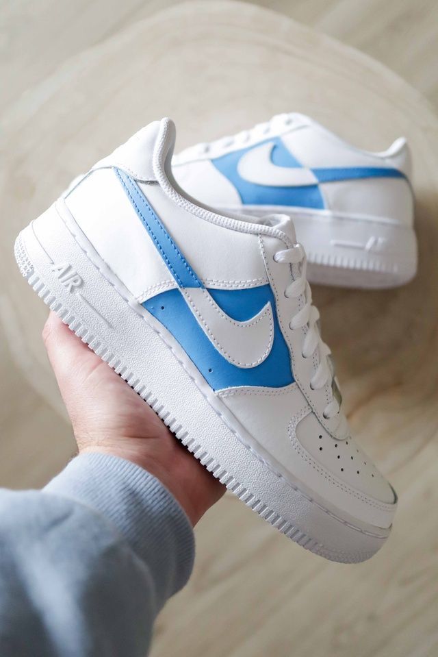 White and Blue Custom Air Force 1-shecustomize