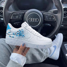 White Baby Blue Cherry Blossom Branches Splatter Custom Air Force 1-shecustomize