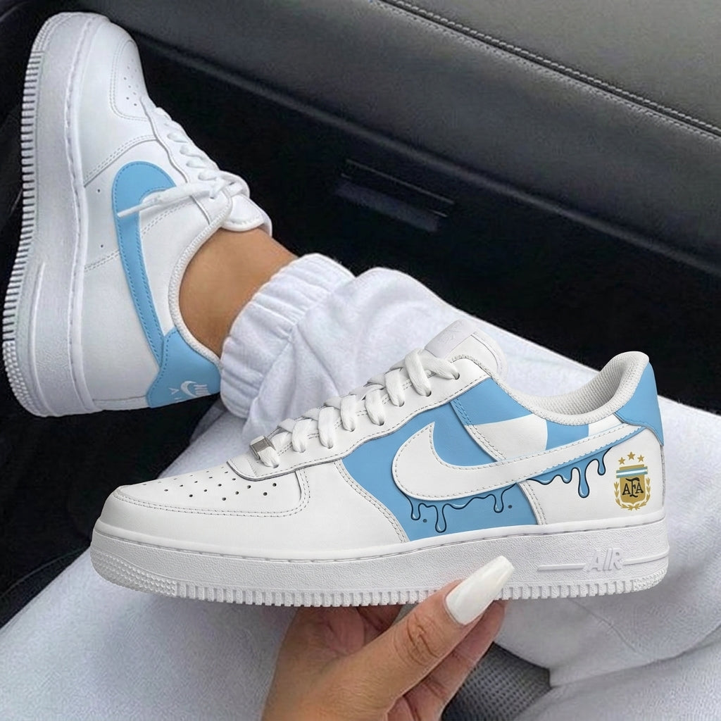 White Baby Blue Drip Custom Air Force 1-shecustomize