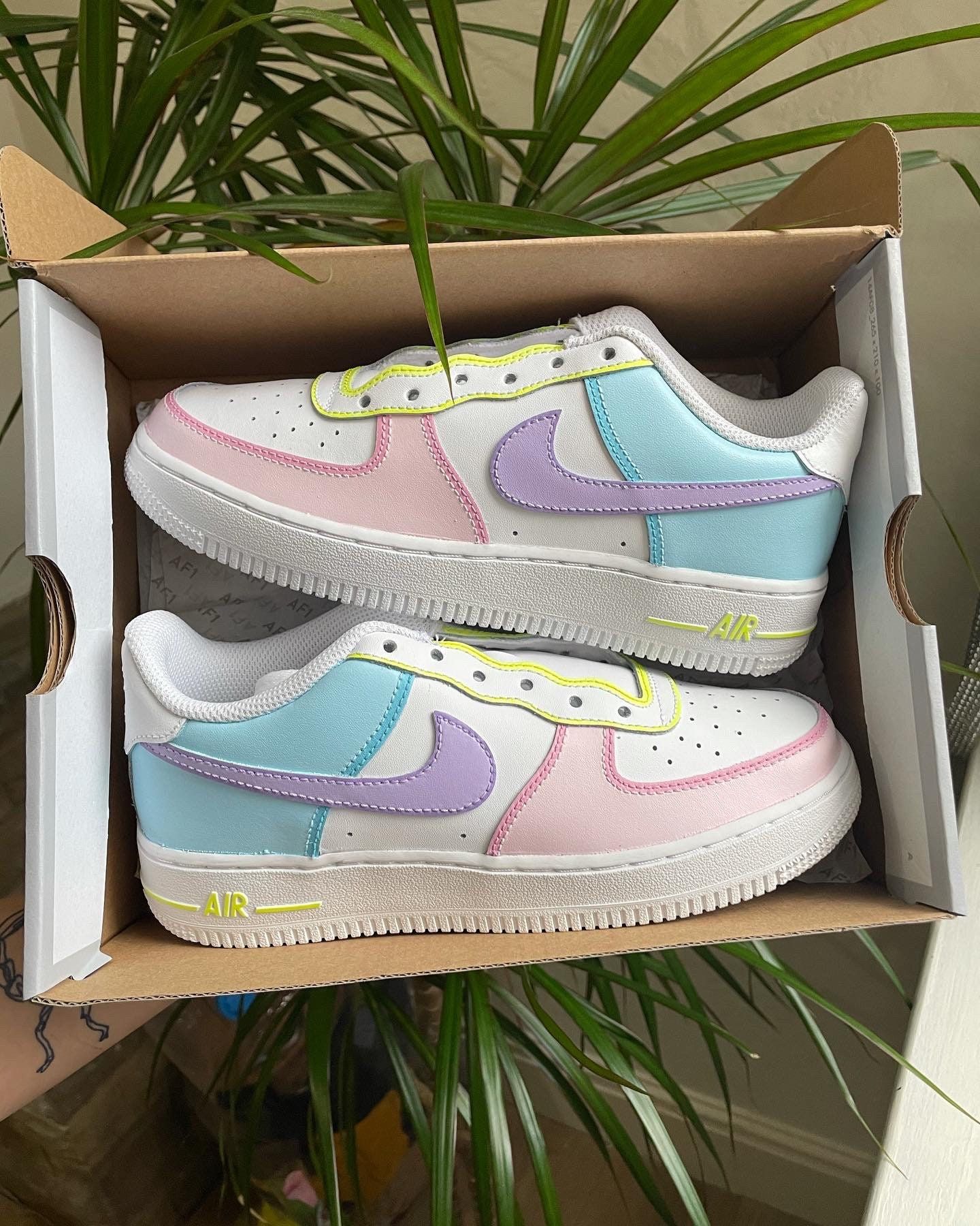 White Baby Pink Baby Blue Purple Custom Air Force 1-shecustomize