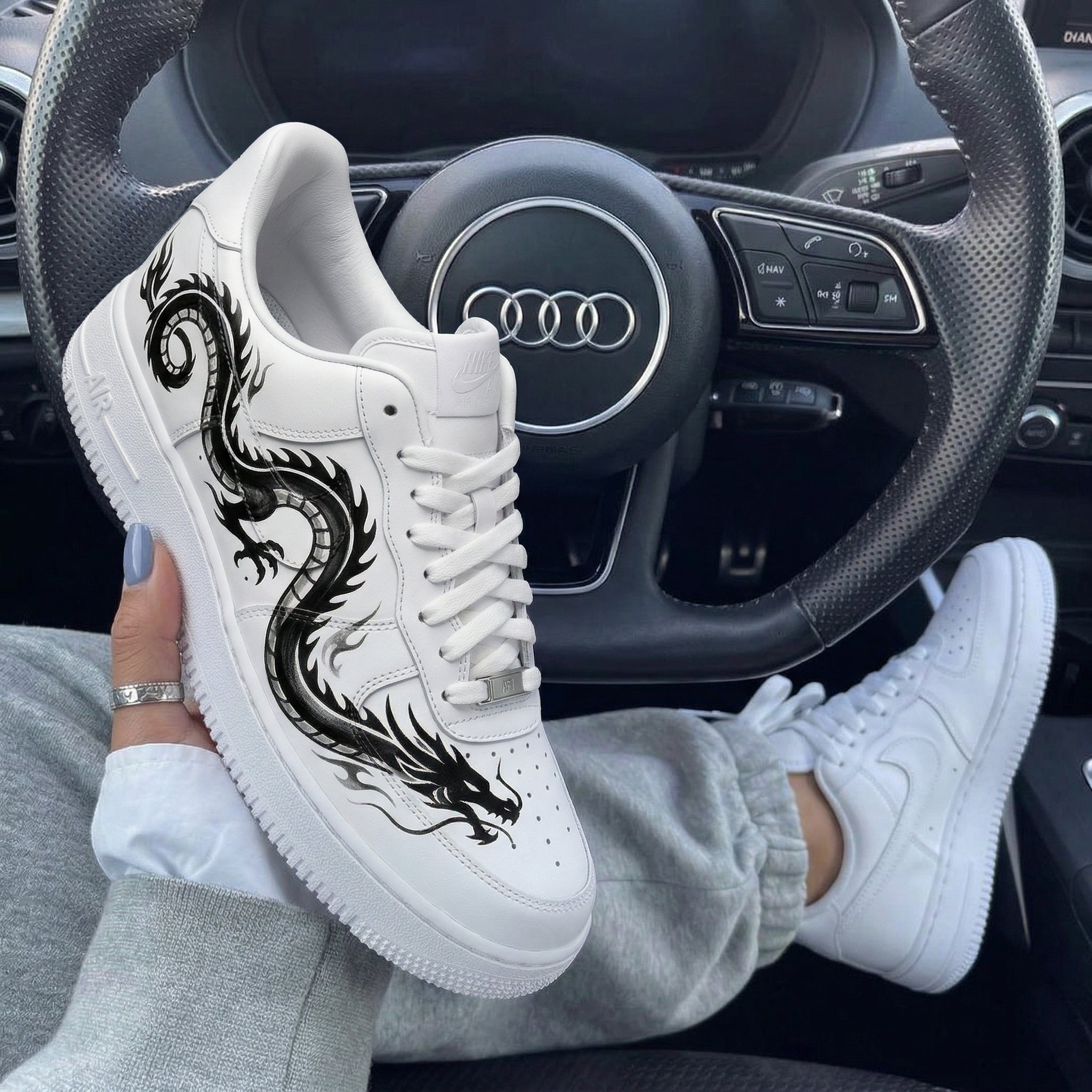 White Black Dragon Custom Air Force 1-shecustomize
