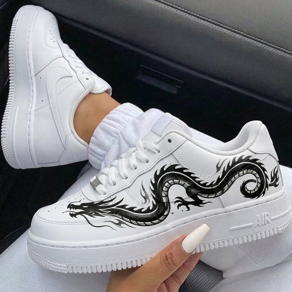 White Black Dragon Custom Air Force 1-shecustomize