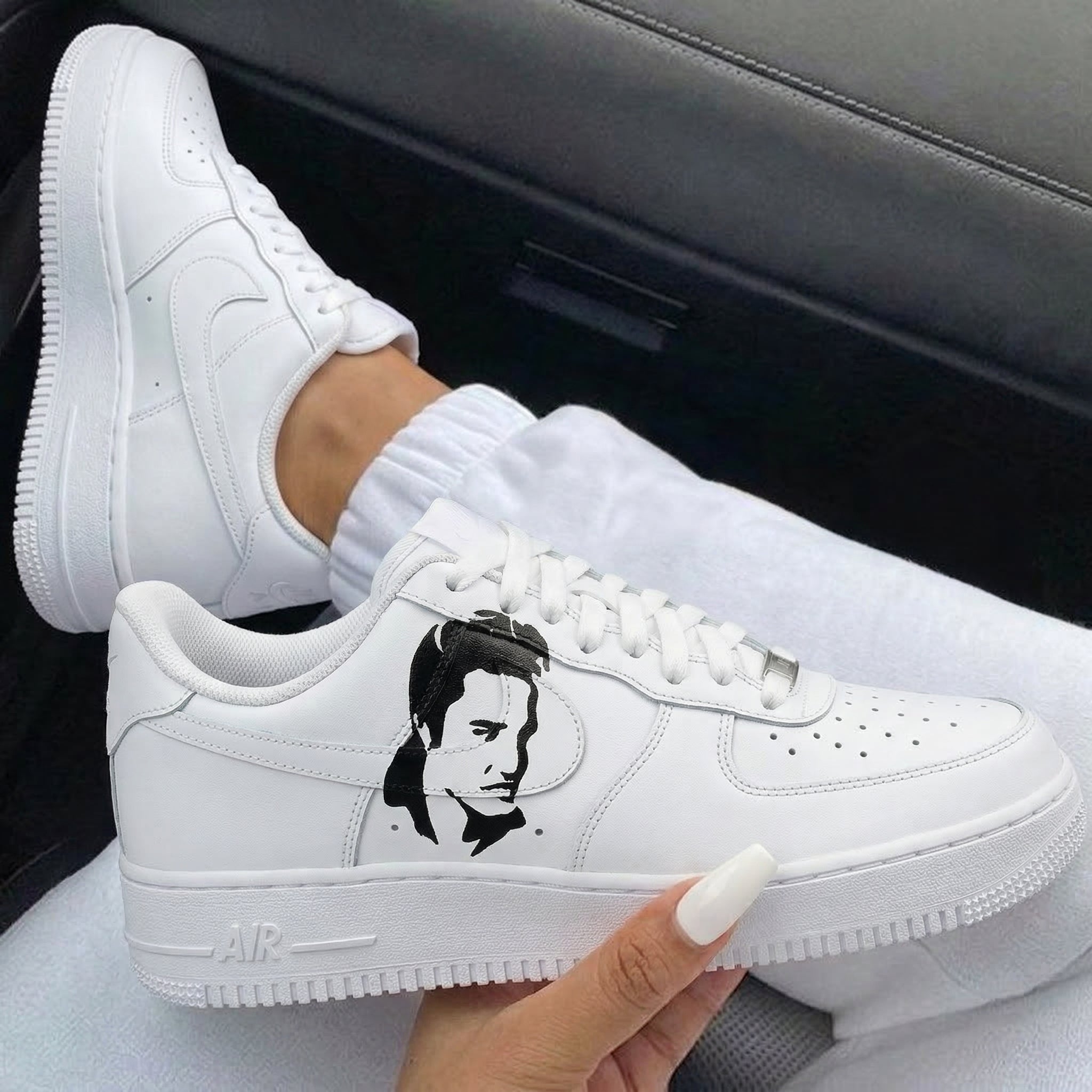 White Black Portrait Custom Air Force 1-shecustomize