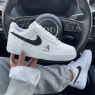 White Black Rhinestone Swoosh Monogram Date Custom Air Force 1-shecustomize