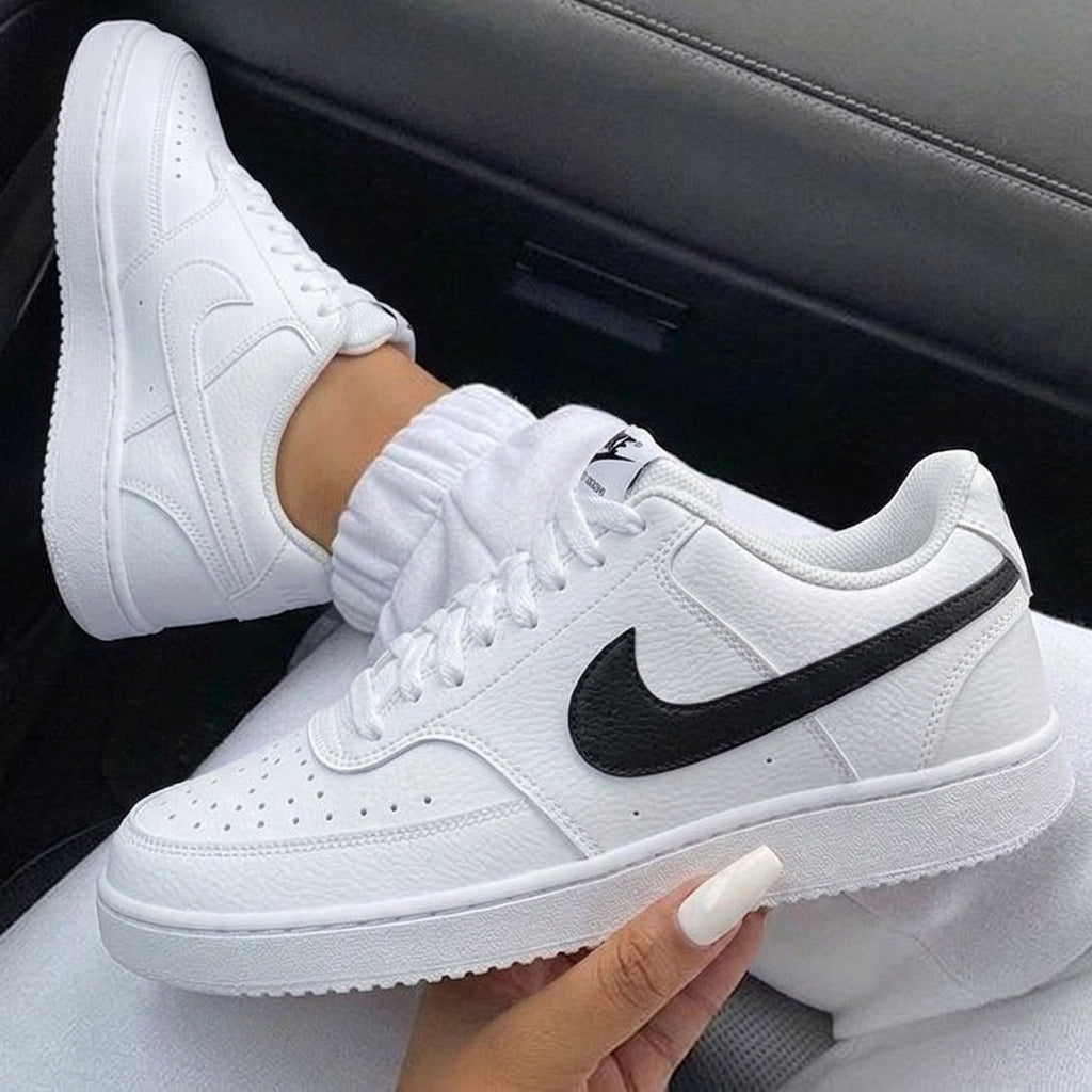 White Black Swoosh Custom Nike Court Vision