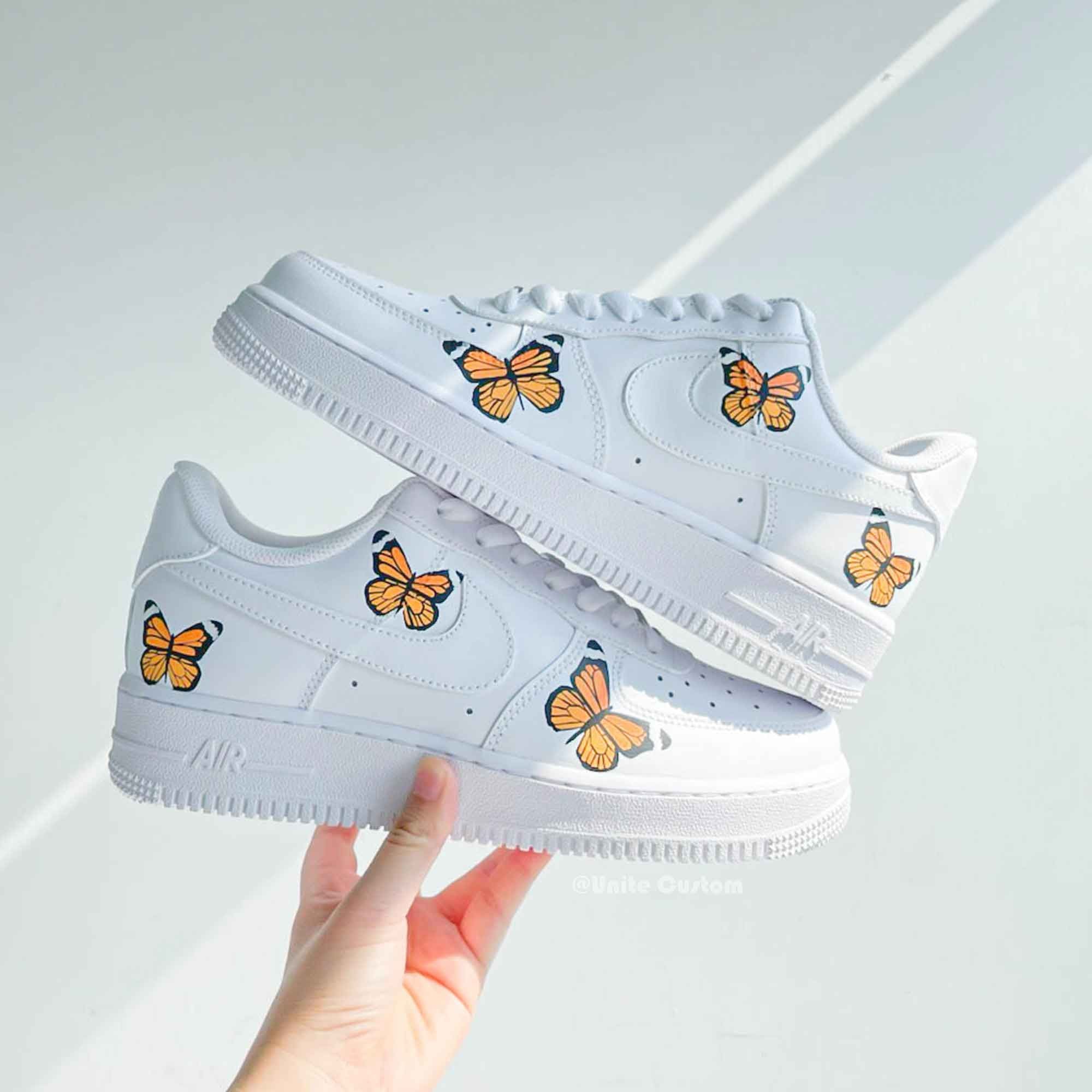 White Butterflies Custom Air Force 1-shecustomize