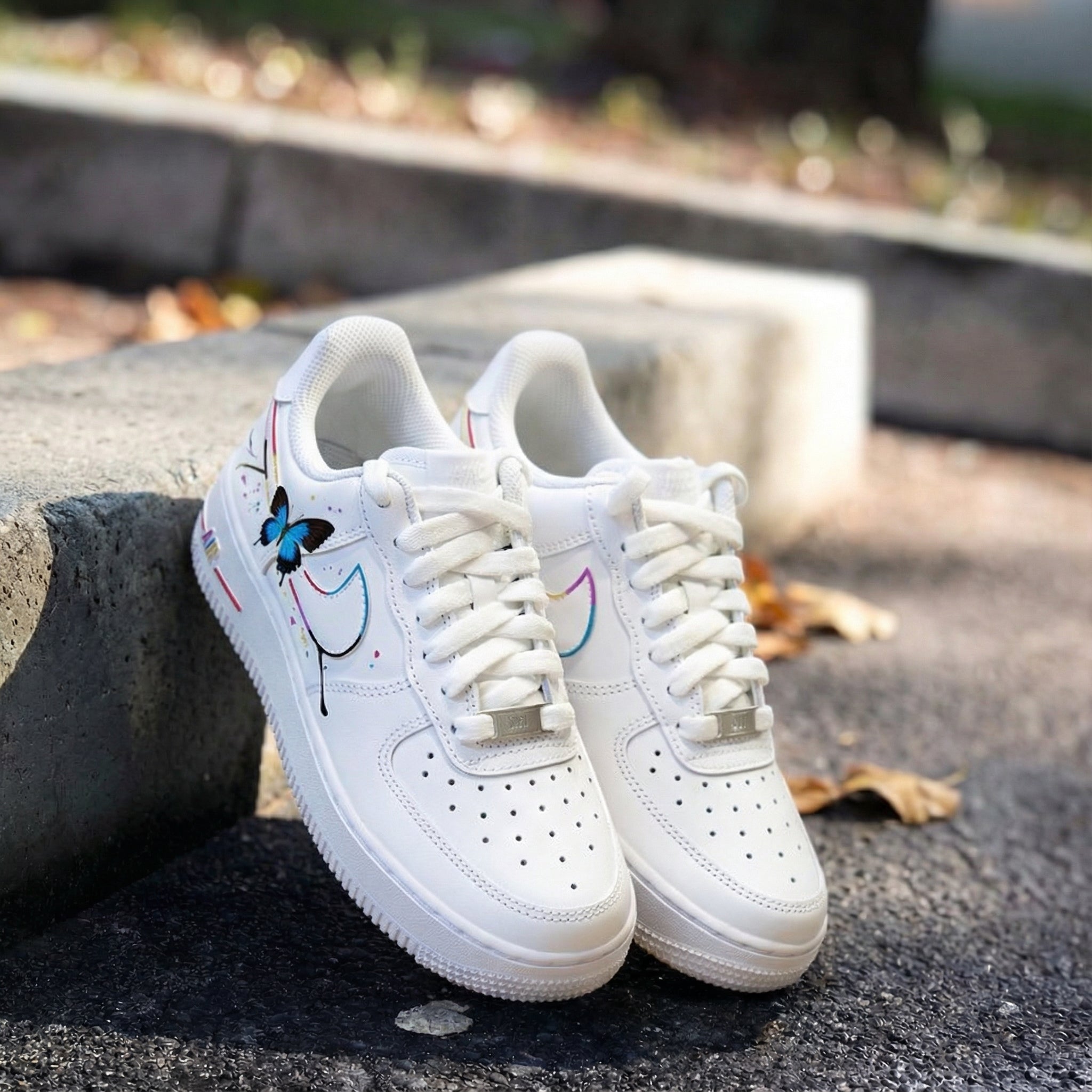 White Butterfly Custom Air Force 1-shecustomize