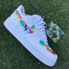 White Colorful Splatter Custom Air Force 1-shecustomize