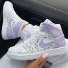 White Lavender Floral Custom Air Jordan 1-shecustomize