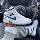 White Navy Blue Stars Constellation Astronaut Custom Air Jordan 1-shecustomize