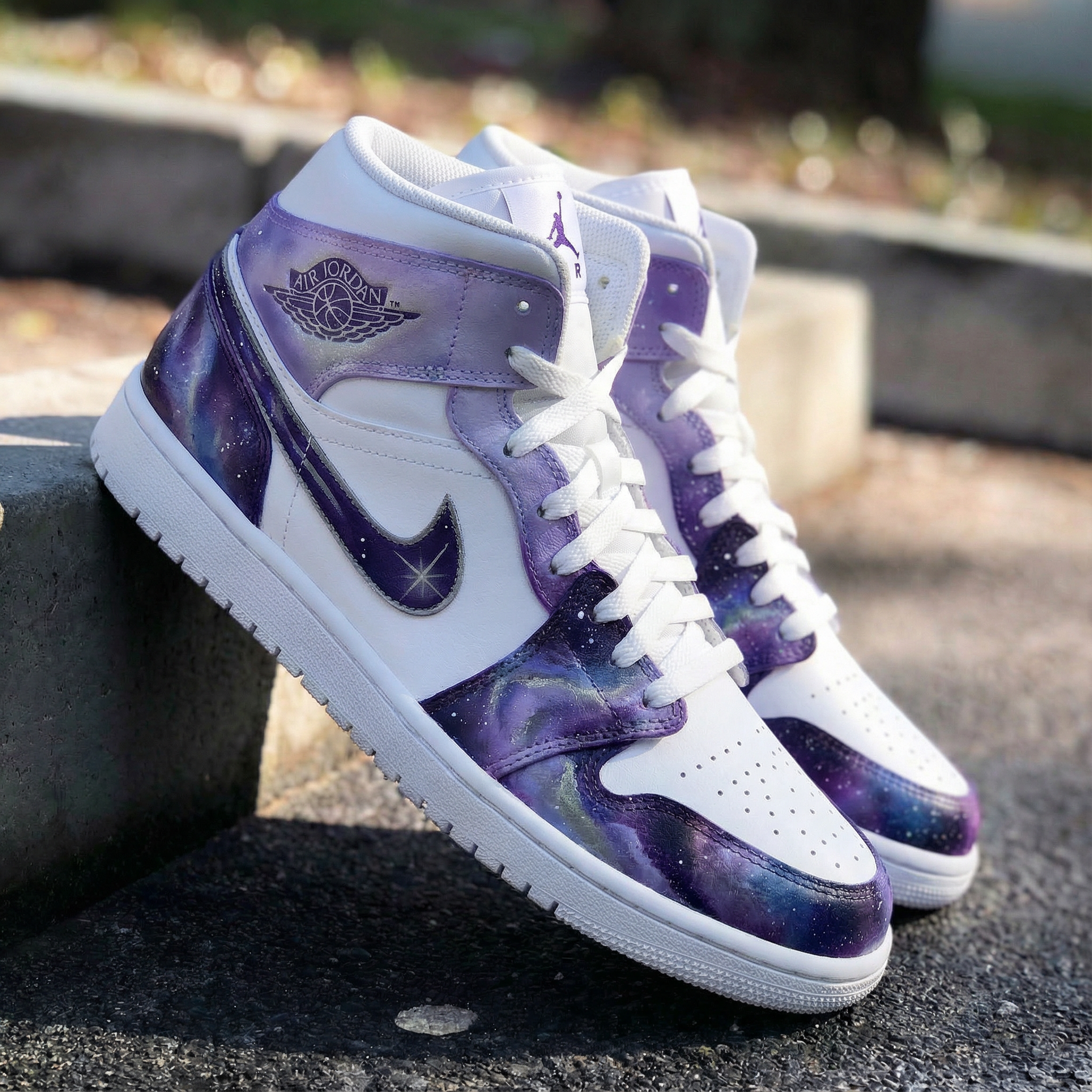 White Purple Galaxy Custom Air Jordan 1-shecustomize