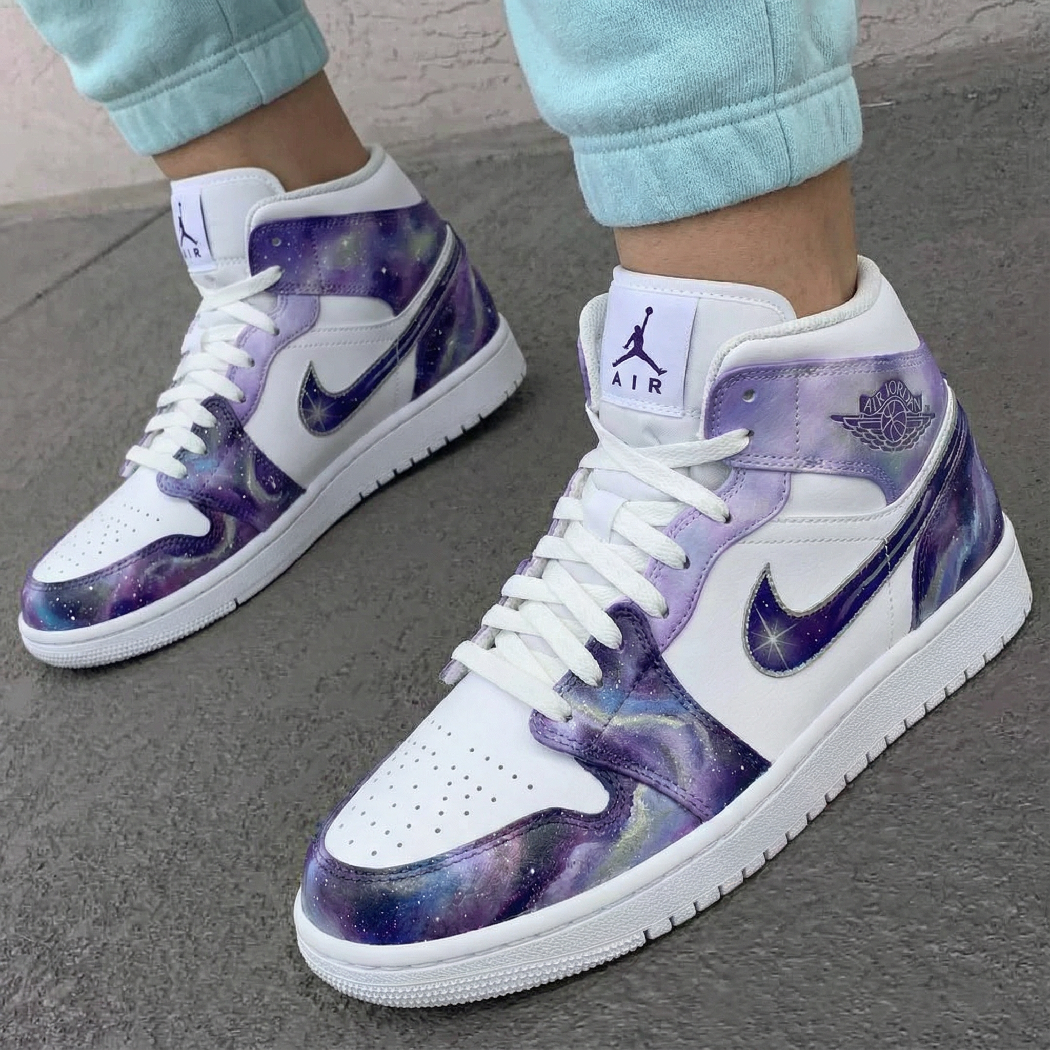 White Purple Galaxy Custom Air Jordan 1-shecustomize