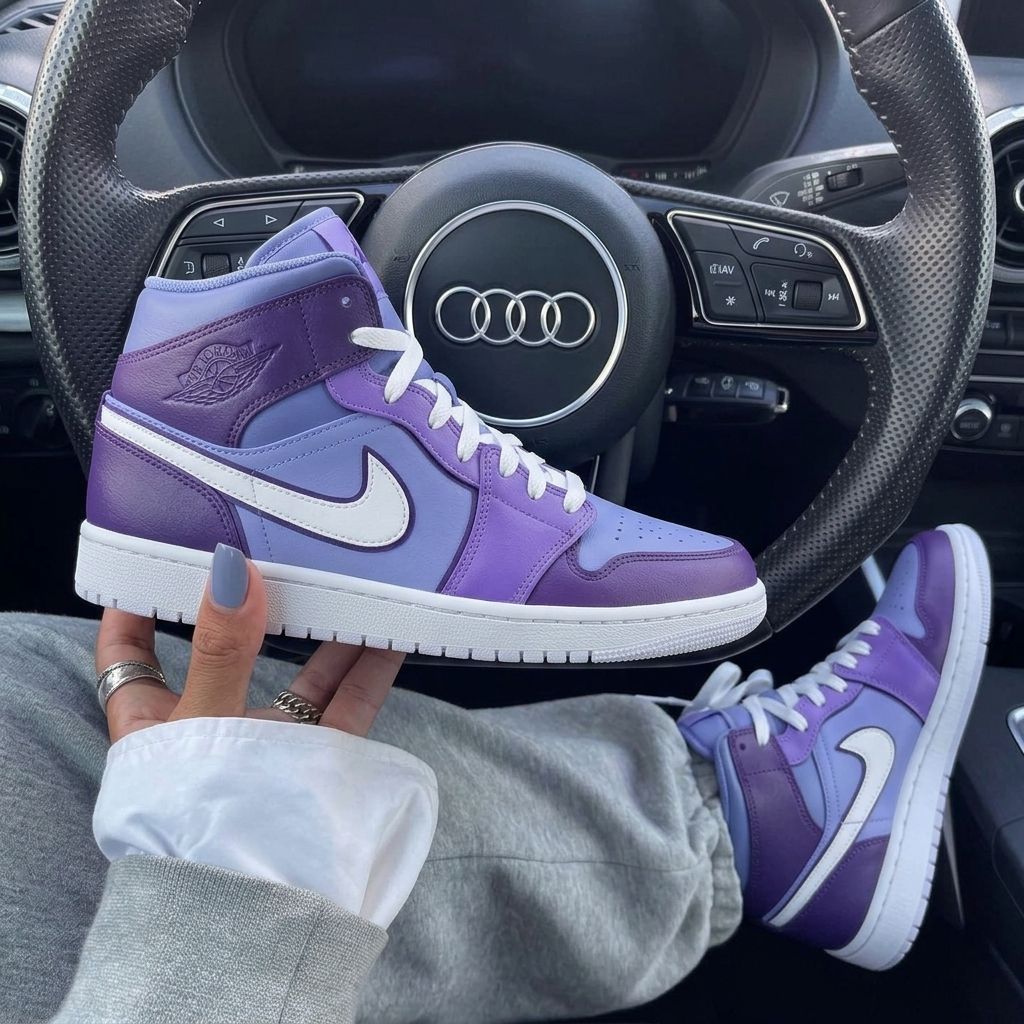 White Purple Gradient Custom Air Jordan 1-shecustomize