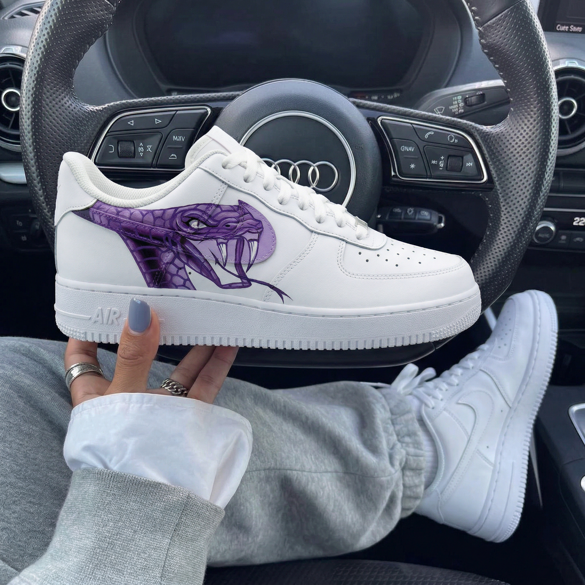 White Purple Snake Custom Air Force 1-shecustomize