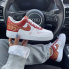 White Red Golden Floral Patterns Custom Air Force 1-shecustomize