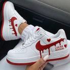 White Red Heart Drip Custom Air Force 1 Valentine's Day-shecustomize
