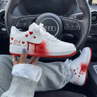 White Red Hearts Blood Drip Satin Bow Custom Air Force 1-shecustomize
