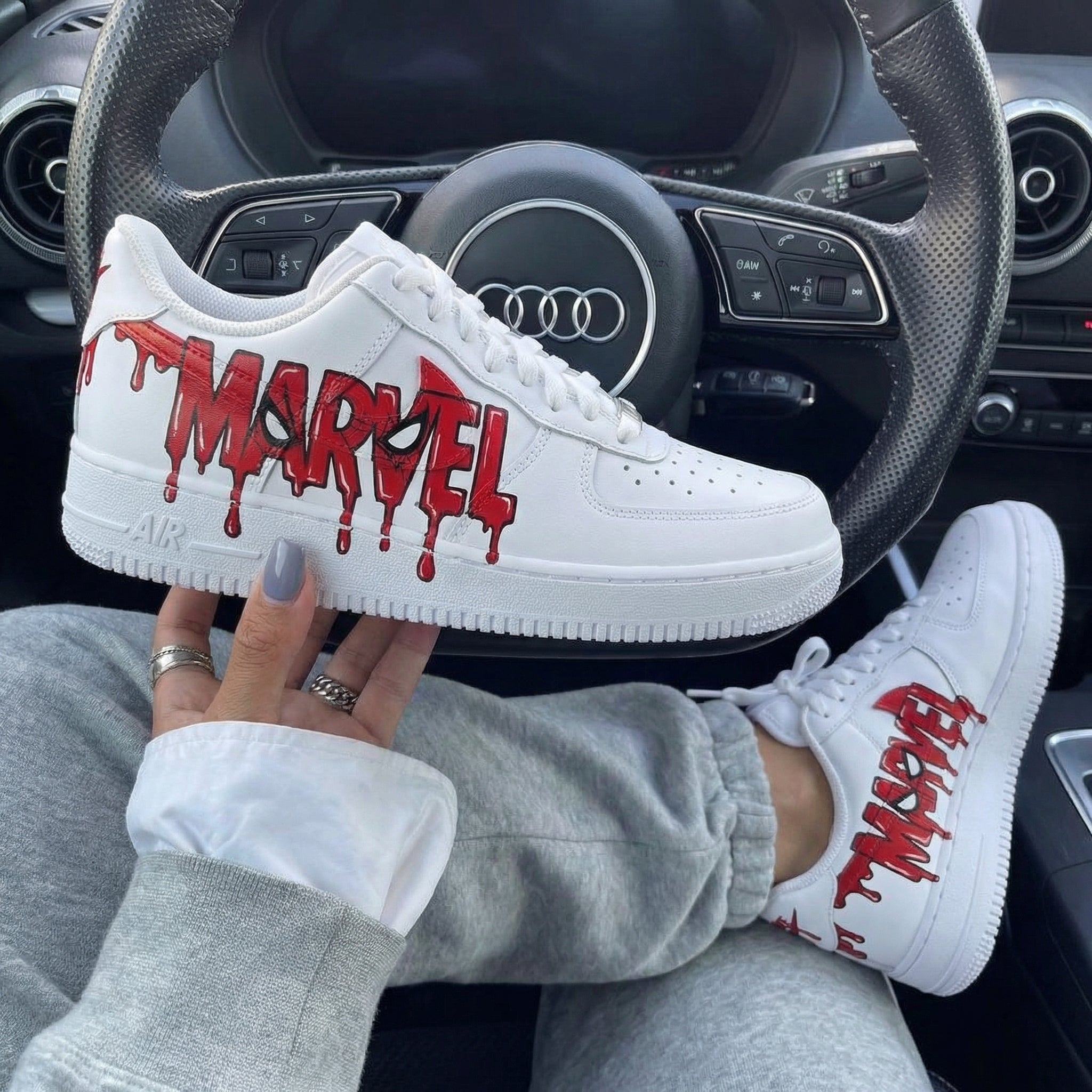 White Red Marvel Spider Eyes Drip Custom Air Force 1-shecustomize