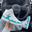 White Teal Wave Sharks Custom Air Jordan 1-shecustomize
