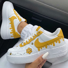 White Yellow Bees Honeycomb Drip Custom Air Force 1-shecustomize