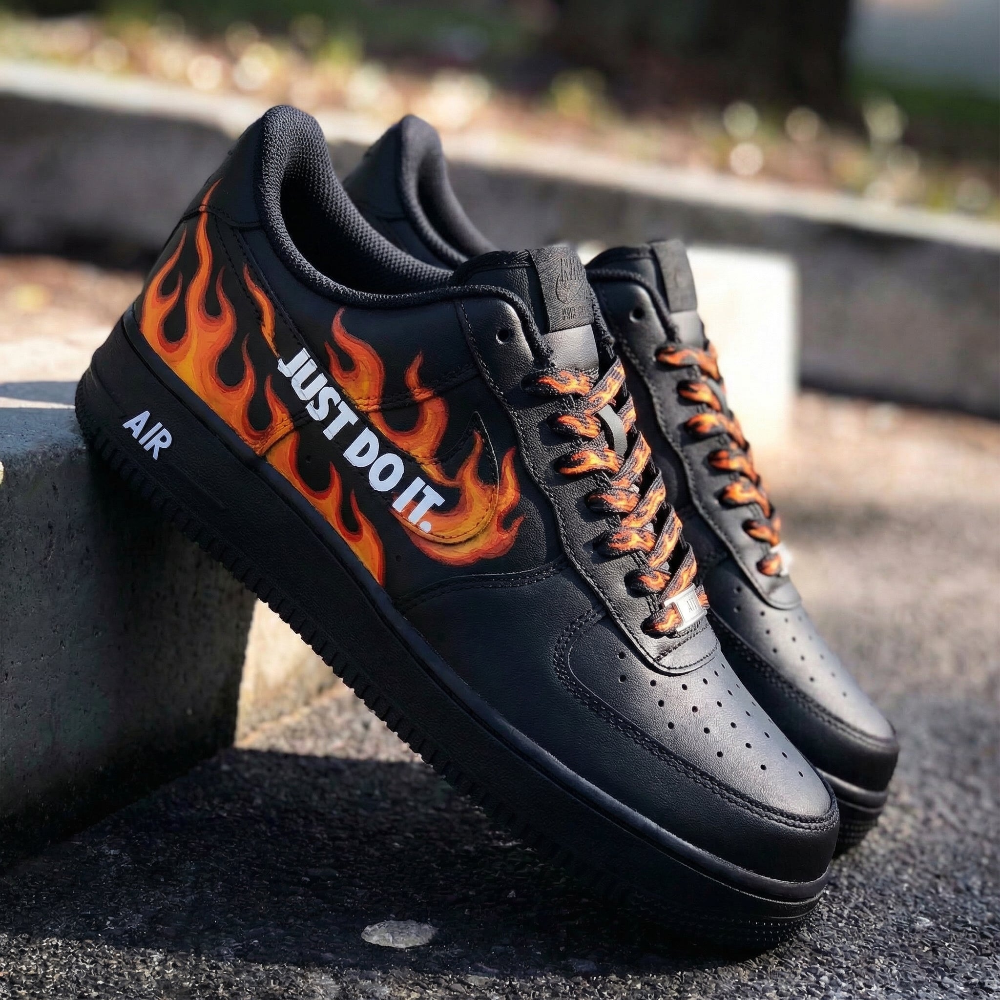 Wild Black Flame Just Do It Custom Air Force 1-shecustomize