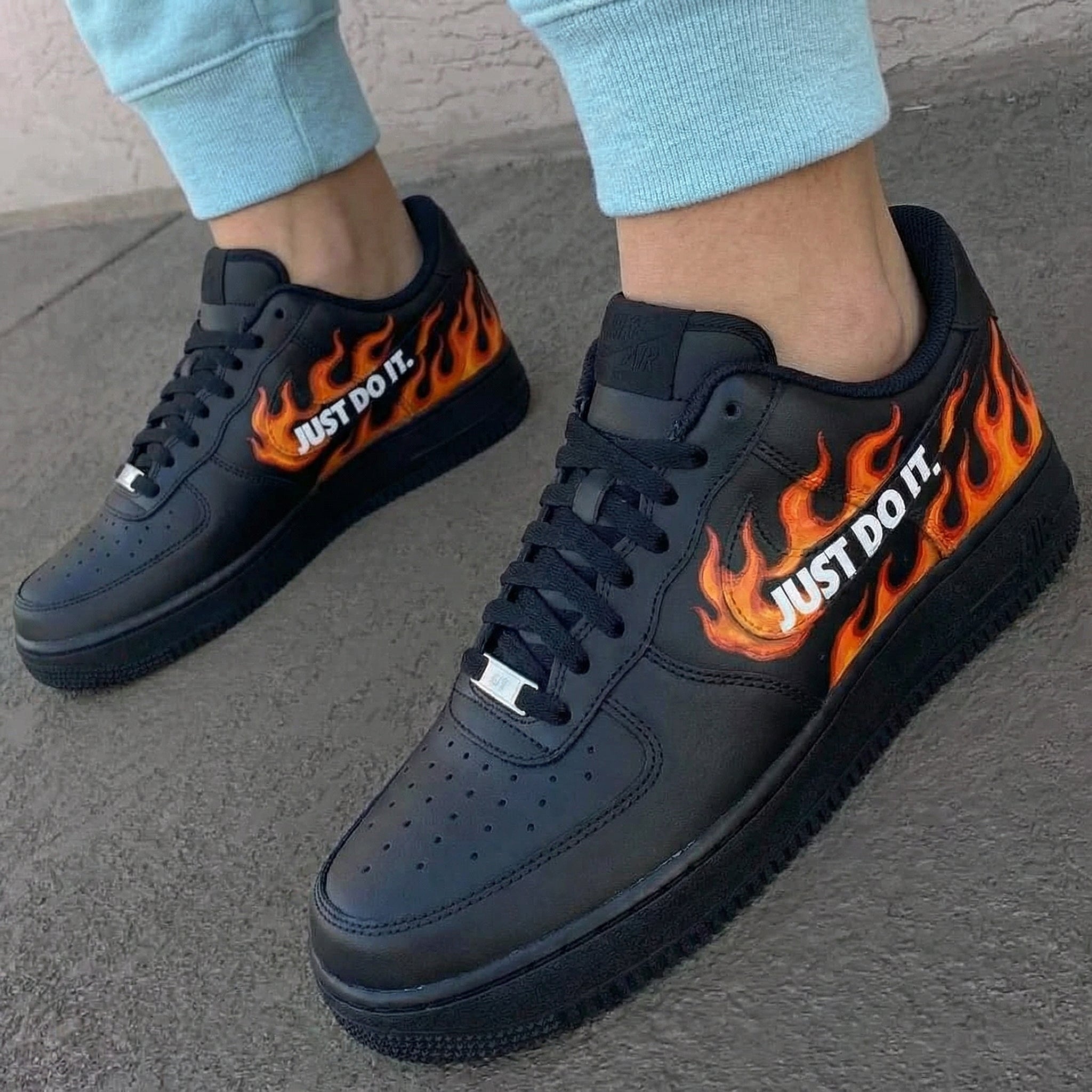 Wild Black Flame Just Do It Custom Air Force 1-shecustomize