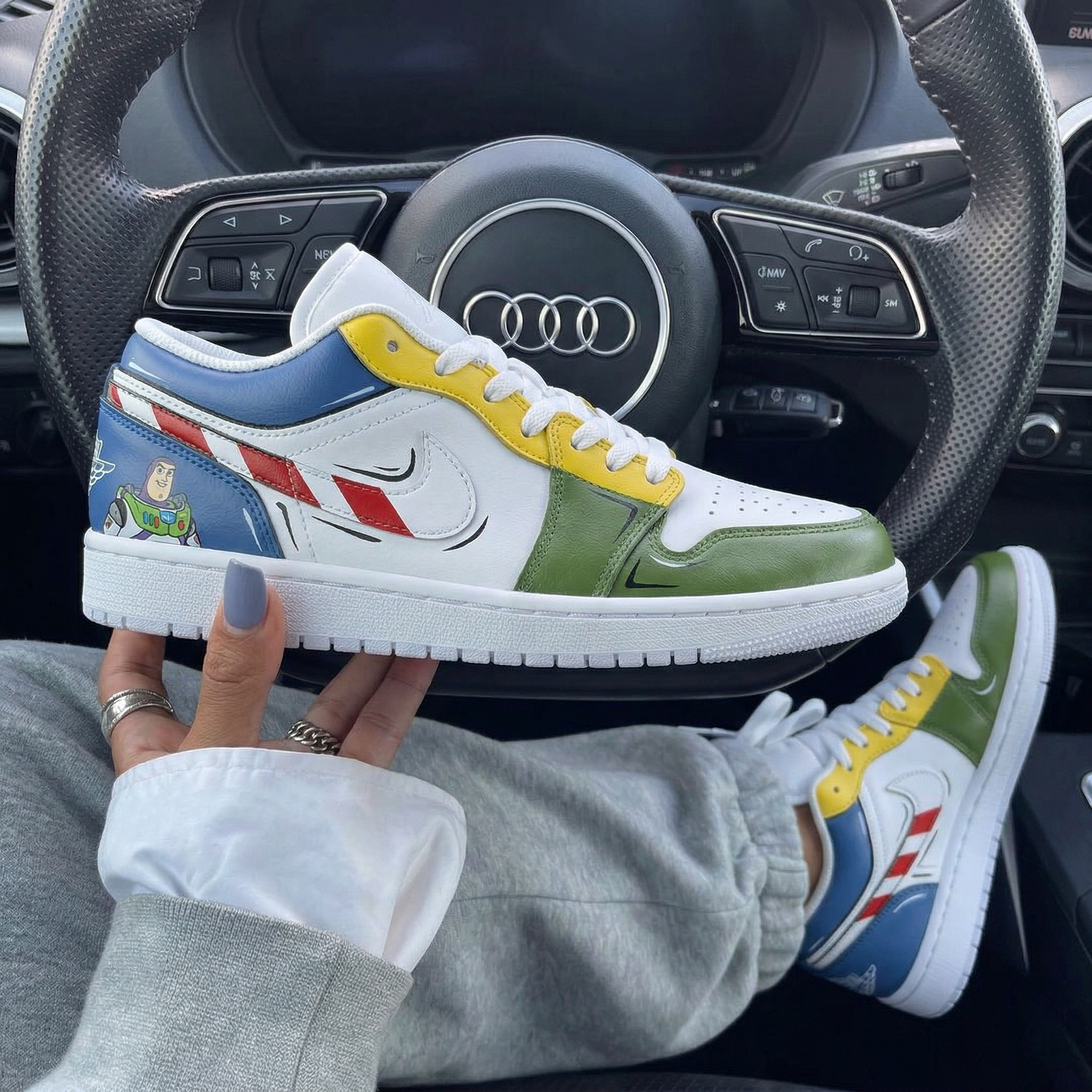 Yellow Blue Green Buzz Lightyear Cartoon Custom Air Jordan 1-shecustomize