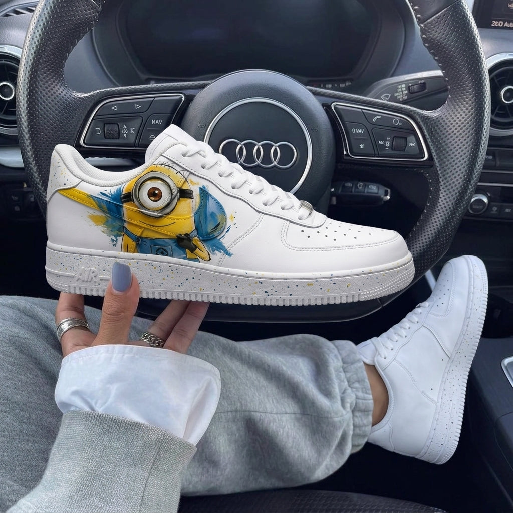 Yellow Blue Minion Splatter Custom Air Force 1-shecustomize
