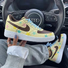 Yellow Brown Baby Blue Stars Custom Air Force 1-shecustomize