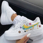 Yellow Cyan Dripping Paint Donuts Billiards Camera Custom Air Force 1-shecustomize