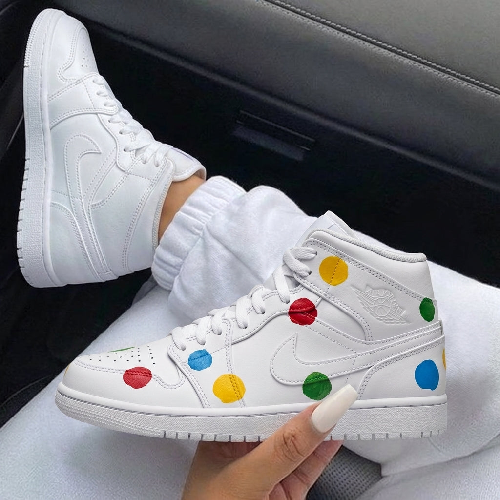 Yellow Green Blue Red Dots Custom Air Jordan 1-shecustomize