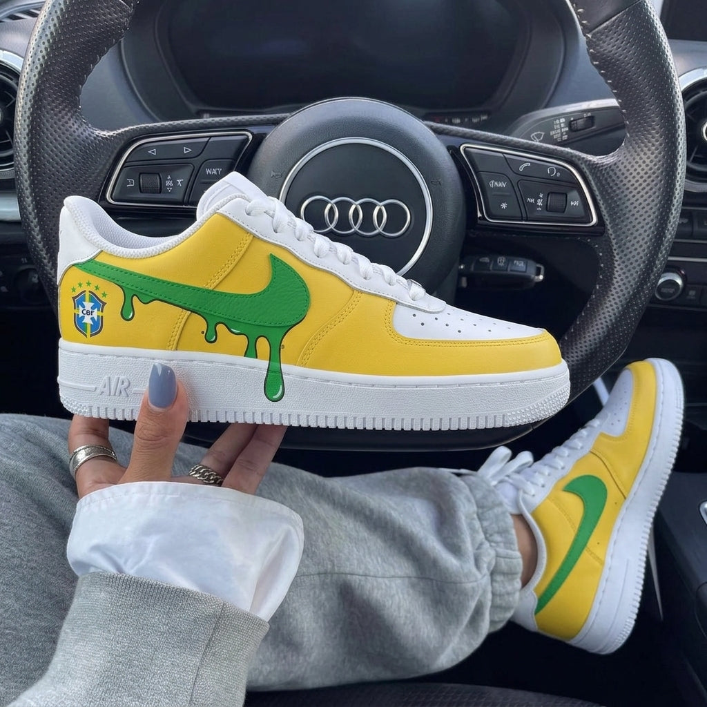 Yellow Green Dripping Custom Air Force 1-shecustomize