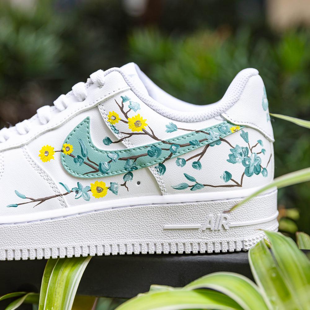 Yellow Green Flower Air Force 1s Custom Shoes Sneakers-shecustomize