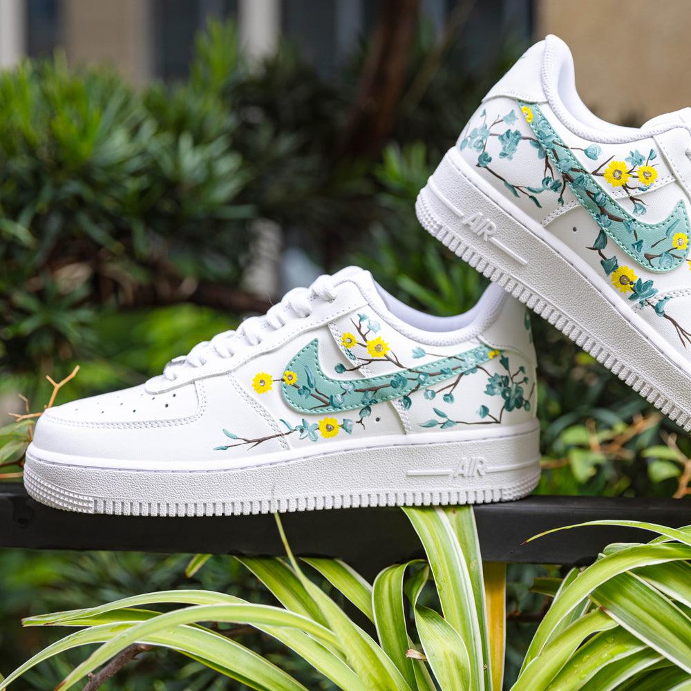 Yellow Green Flower Air Force 1s Custom Shoes Sneakers-shecustomize