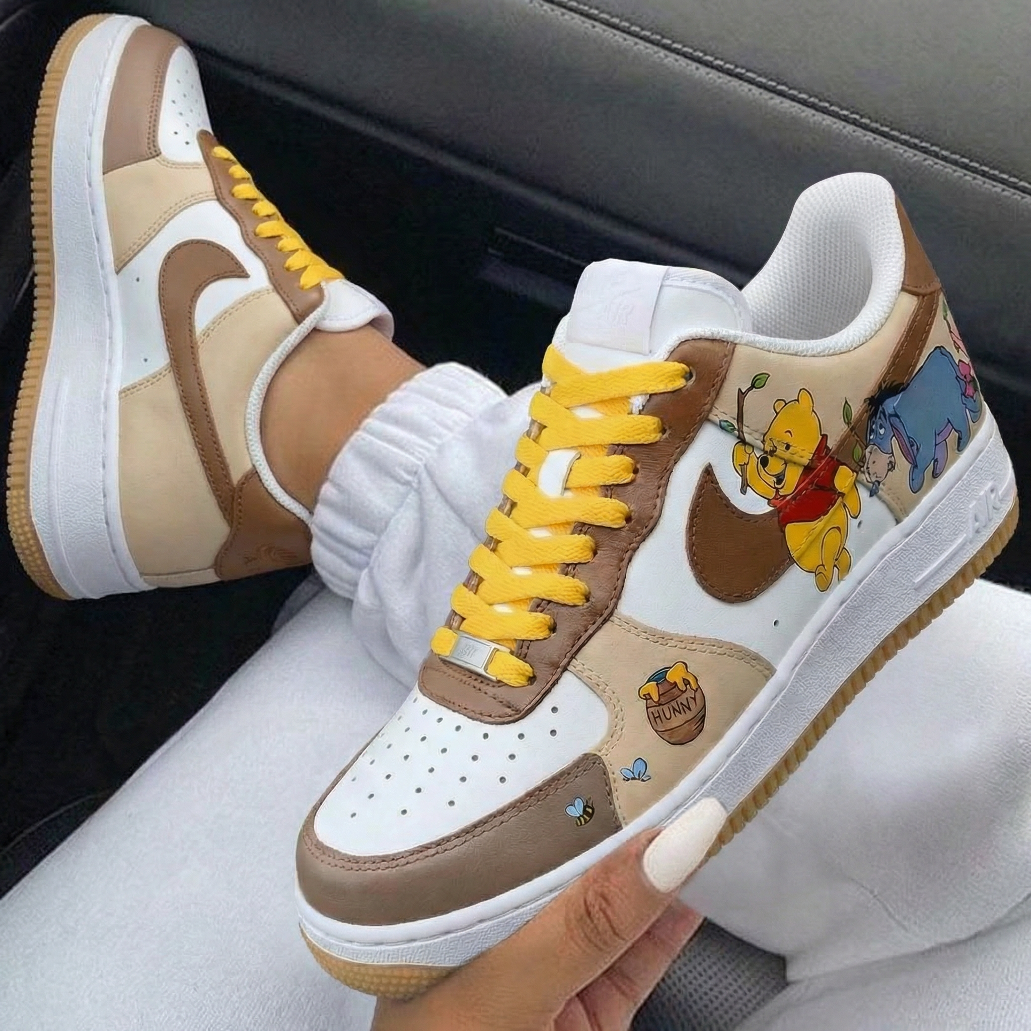 Yellow Laces Winnie - the - Pooh Themed Custom Air Force 1-shecustomize