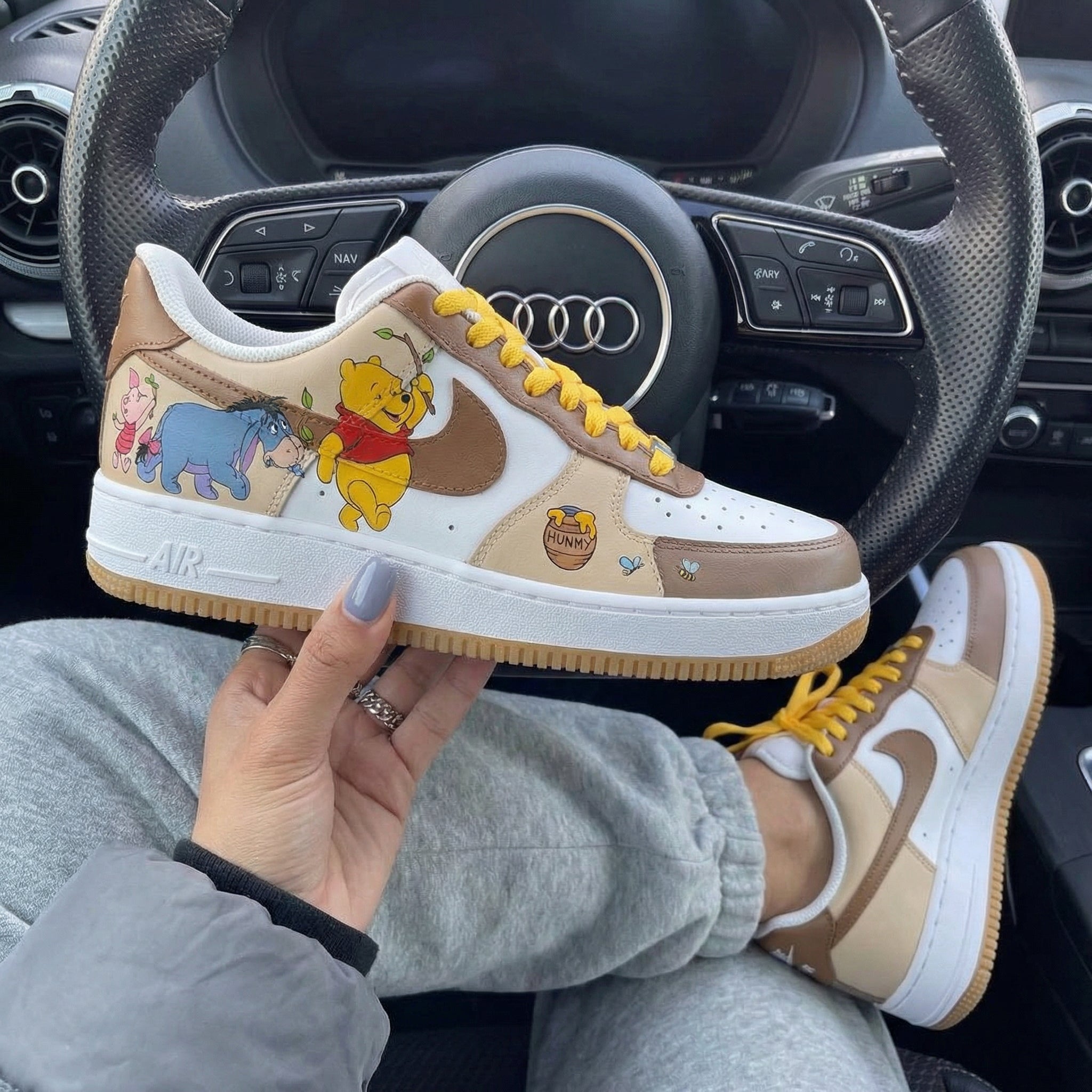 Yellow Laces Winnie - the - Pooh Themed Custom Air Force 1-shecustomize