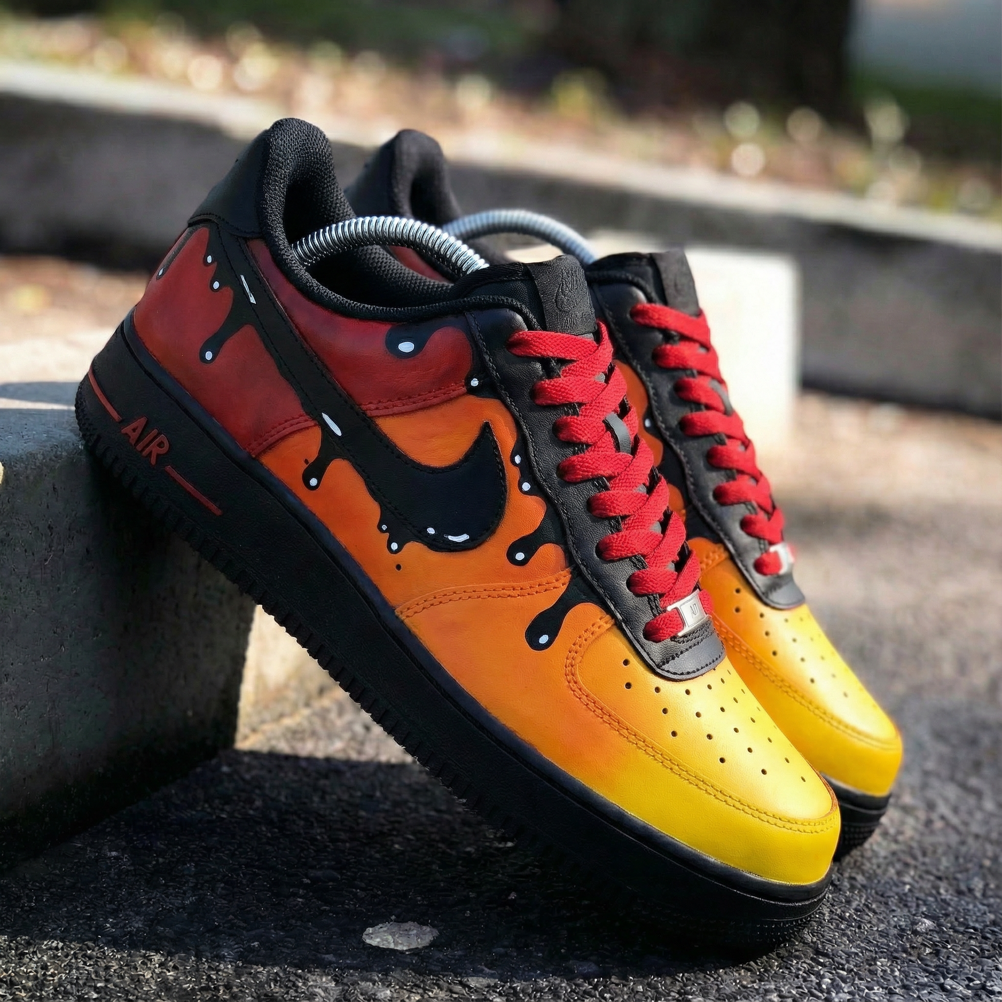 Yellow Orange Red Drip Custom Air Force 1-shecustomize
