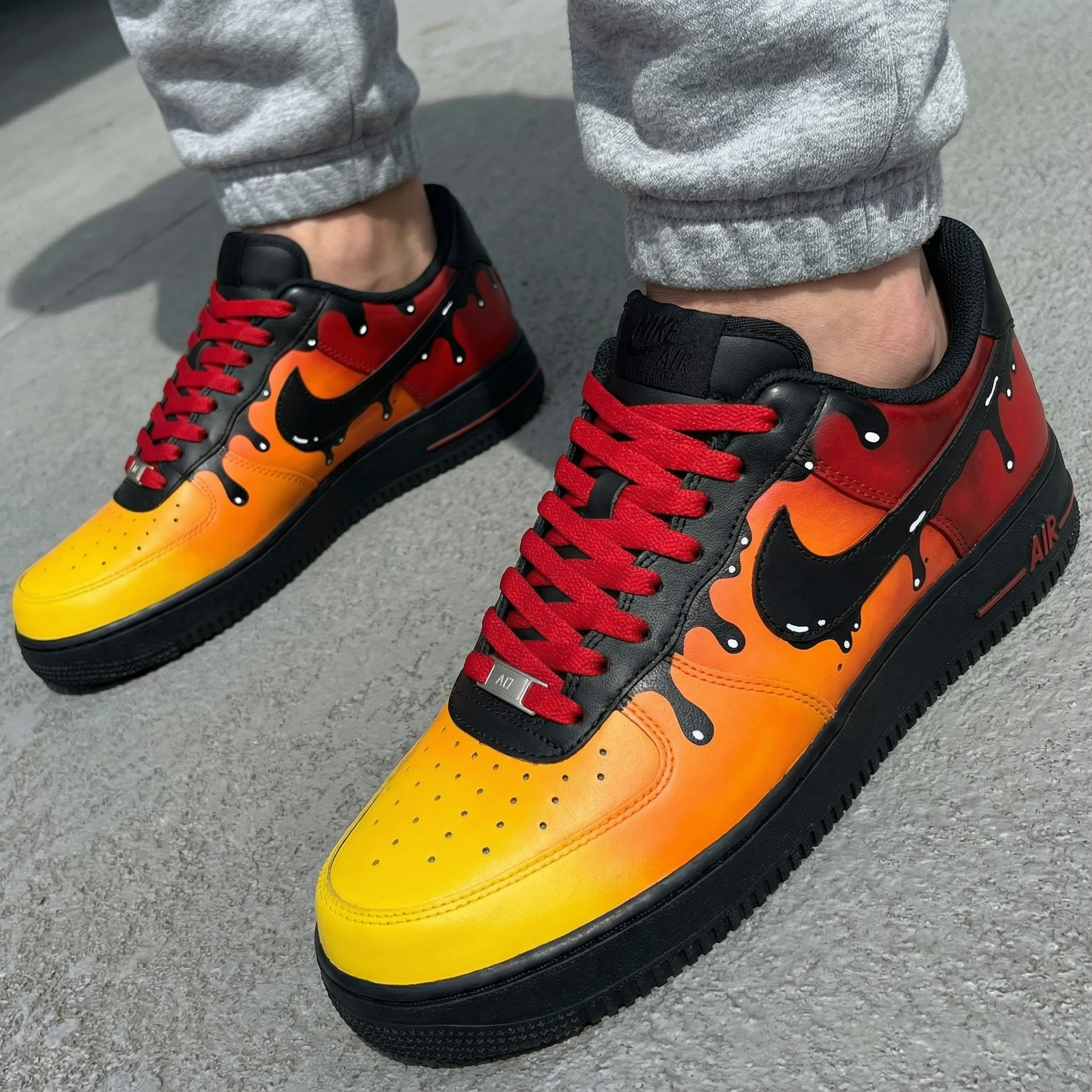 Yellow Orange Red Drip Custom Air Force 1-shecustomize