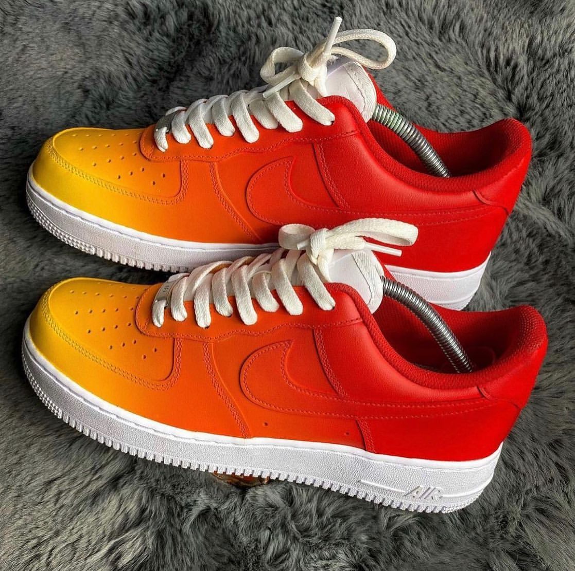 Yellow Orange Red Gradient Custom Air Force 1-shecustomize