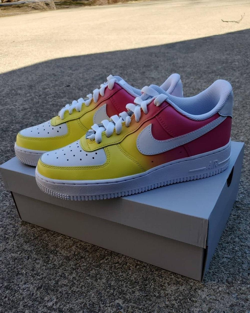 Yellow Pink Gradient Custom Air Force 1-shecustomize