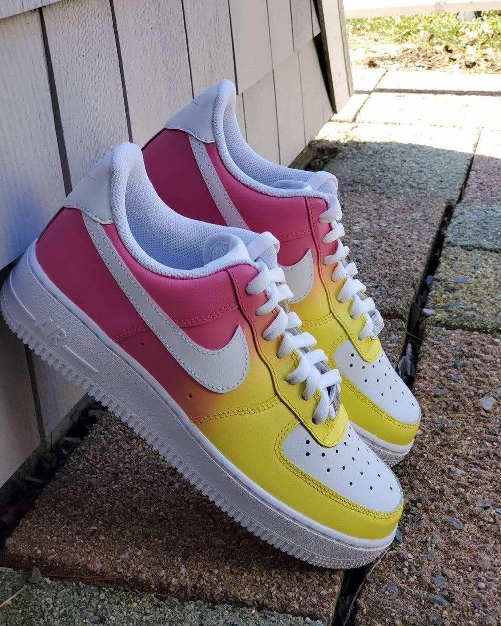 Yellow Pink Gradient Custom Air Force 1-shecustomize