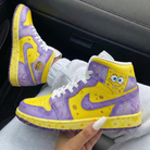 Yellow Purple SpongeBob Custom Air Jordan 1-shecustomize