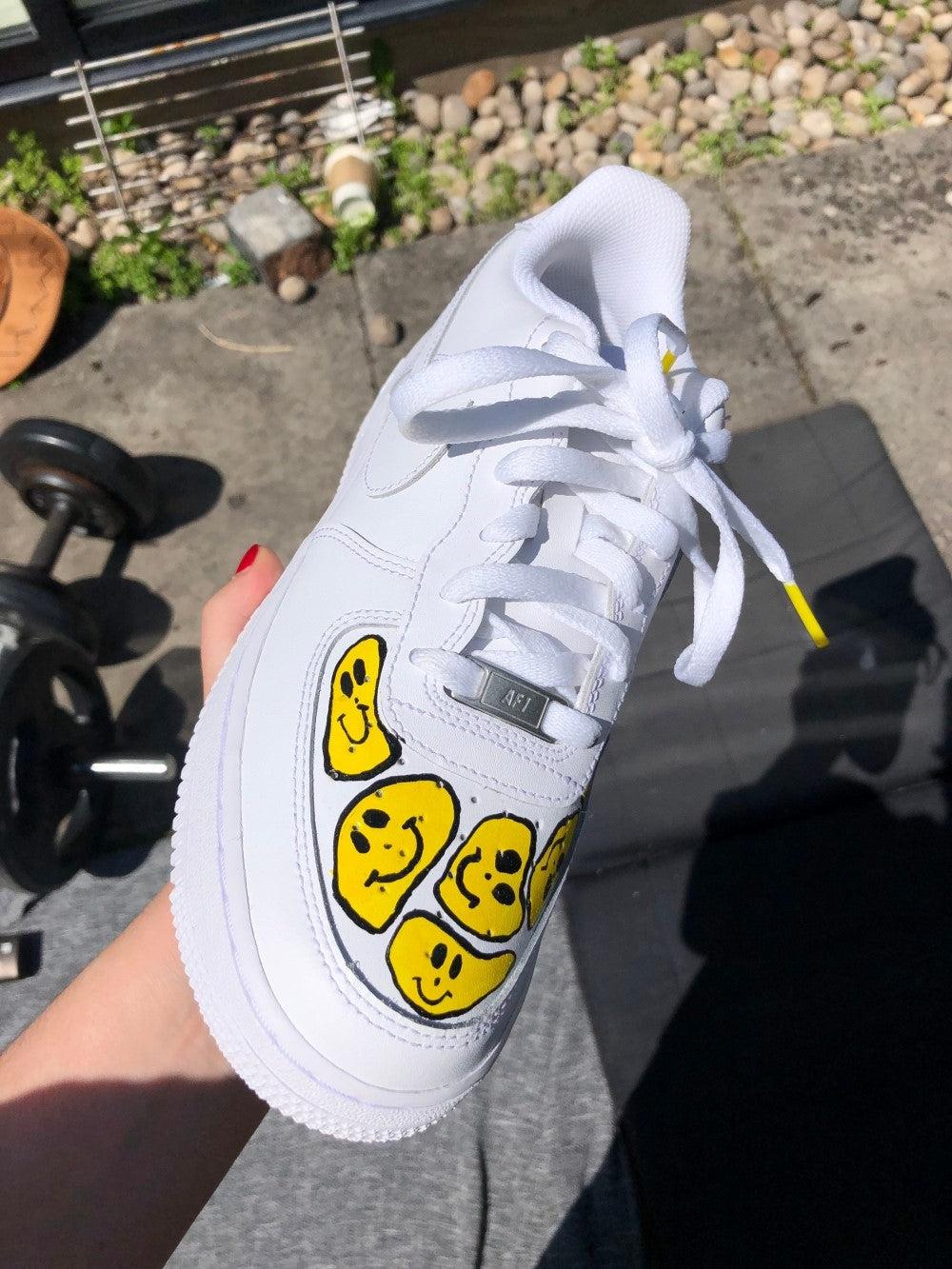 Yellow Smile Face Happy Face Custom Air Force 1-shecustomize