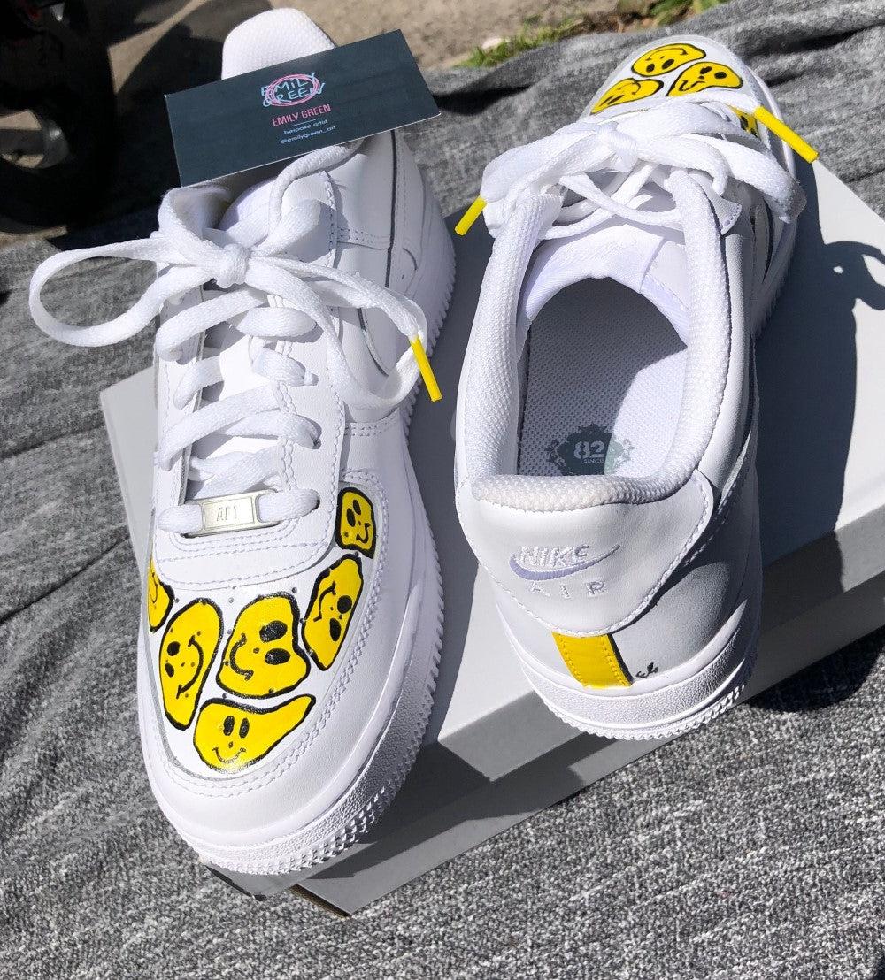 Yellow Smile Face Happy Face Custom Air Force 1-shecustomize