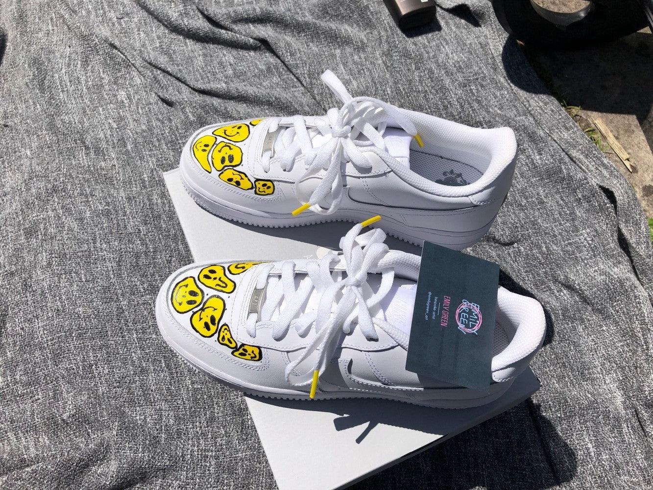 Yellow Smile Face Happy Face Custom Air Force 1-shecustomize