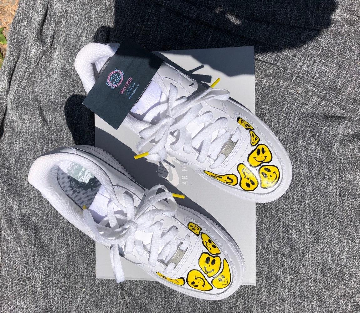 Yellow Smile Face Happy Face Custom Air Force 1-shecustomize